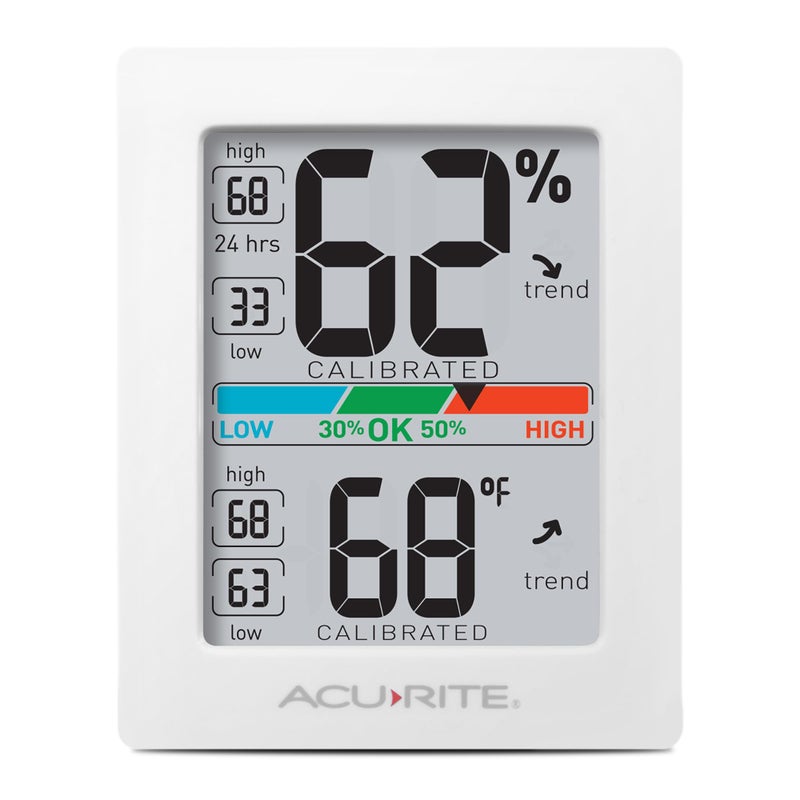 AcuRite Humidity Meter Hygrometer and Indoor Digital Thermometer with Temperature Gauge and Humidity Gauge, Room Thermometer Comfort Scale, 3 x 2.5 Inches, White (01083M) - Image 1