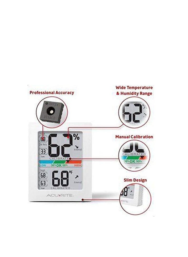 Acurite - Humidity Meter Hygrometer And Indoor Digital Thermometer With Temperature Gauge And Humidity Gauge, Room Thermometer Comfort Scale, 3 X 2.5 Inches, White (01083M) - Image 1