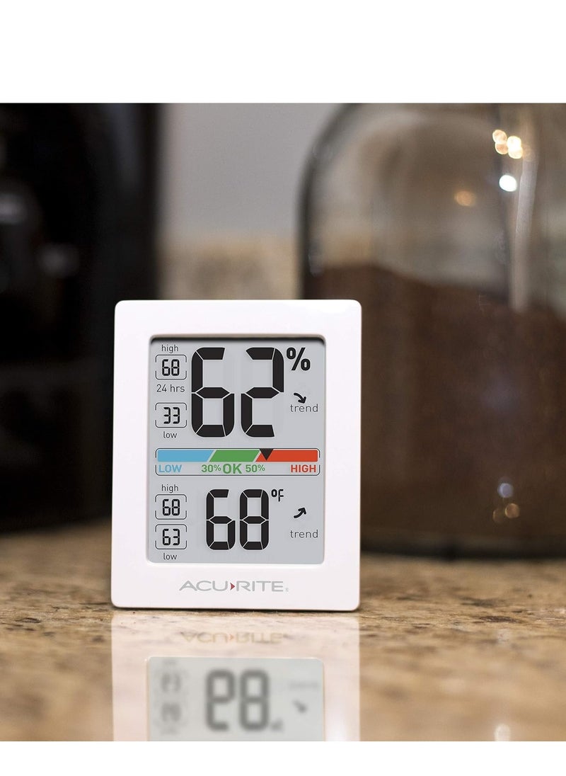 Acurite - Humidity Meter Hygrometer And Indoor Digital Thermometer With Temperature Gauge And Humidity Gauge, Room Thermometer Comfort Scale, 3 X 2.5 Inches, White (01083M) - Image 1