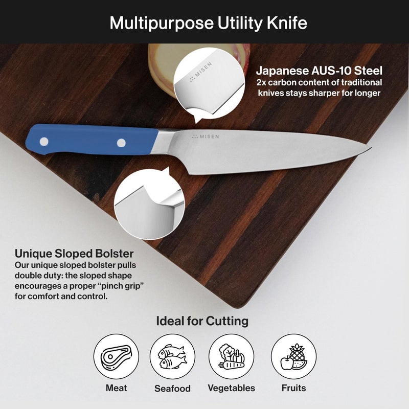 Misen Ultimate 6.8 Inch Chef's Knife - Pro Kitchen Knives - High Carbon Japanese Stainless Steel - Hybrid German & Japanese style blade - Craftsmanship for Culinary Enthusiasts, 6.8 in Blue - Image 4