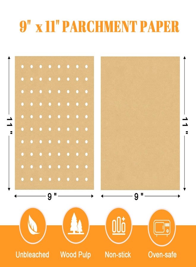 Golden Associate 9 x11 inch Parchment Paper Liners Disposable 170 Pcs, Perforated &without Holes Sheets Combo, 85-Pcs Each, Air Fryer Toaster Oven Tray Rectangle Basket Baking Pan Accessories - Image 4