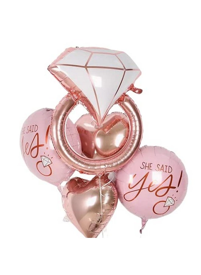 Propsicle - Propsicle Bachelorette Party Foil Balloon Rose Gold Bride to Be Decoration Ring Balloon for Girls Pack of 5 - Image 1