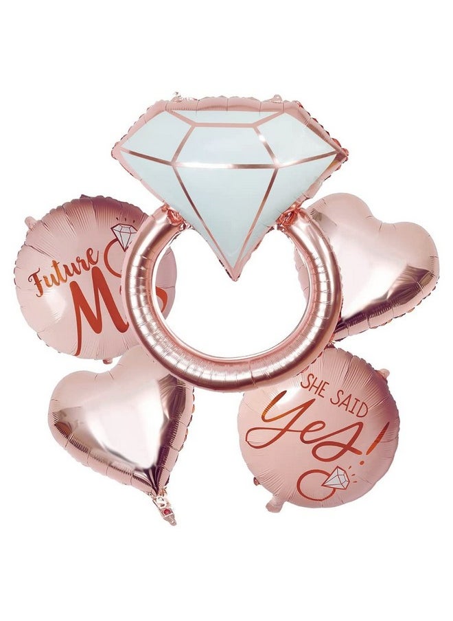 Propsicle - Propsicle Bachelorette Party Foil Balloon Rose Gold Bride to Be Decoration Ring Balloon for Girls Pack of 5 - Image 1