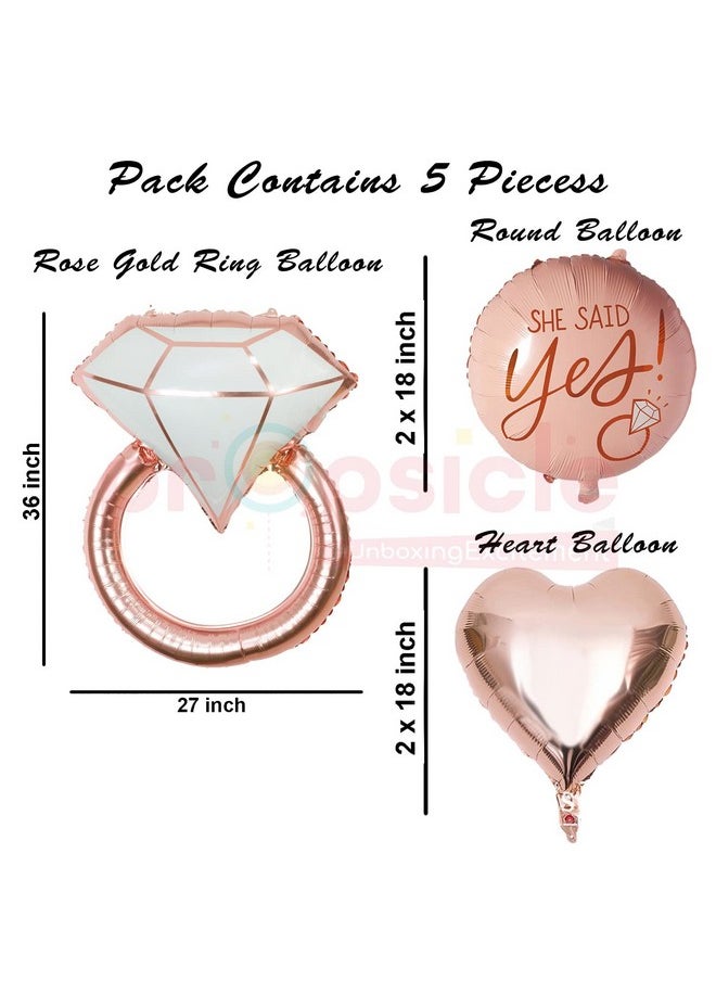 Propsicle - Propsicle Bachelorette Party Foil Balloon Rose Gold Bride to Be Decoration Ring Balloon for Girls Pack of 5 - Image 1