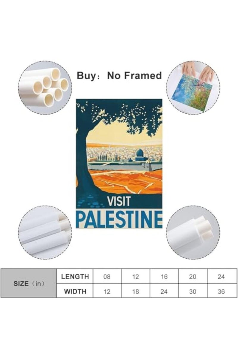BPA ملصق بي بي إيه® العتيق زيارة فلسطين ملصقات عتيقة لتزيين غرفة النوم لوحة قماشية ملصق حائط وصورة فنية مطبوعة لتزيين غرفة المعيشة 30x45 سم - Image 3
