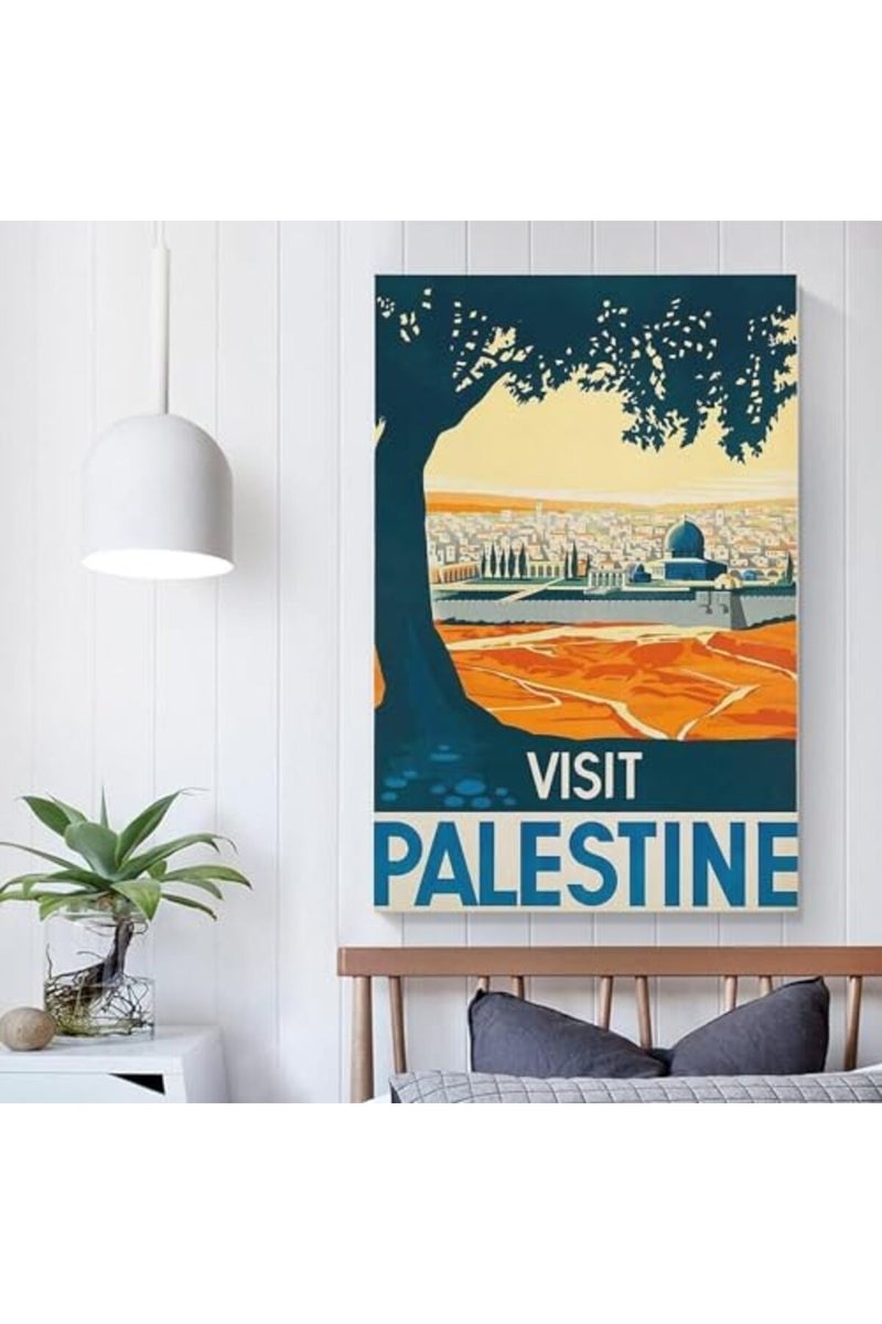 BPA ملصق بي بي إيه® العتيق زيارة فلسطين ملصقات عتيقة لتزيين غرفة النوم لوحة قماشية ملصق حائط وصورة فنية مطبوعة لتزيين غرفة المعيشة 30x45 سم - Image 5