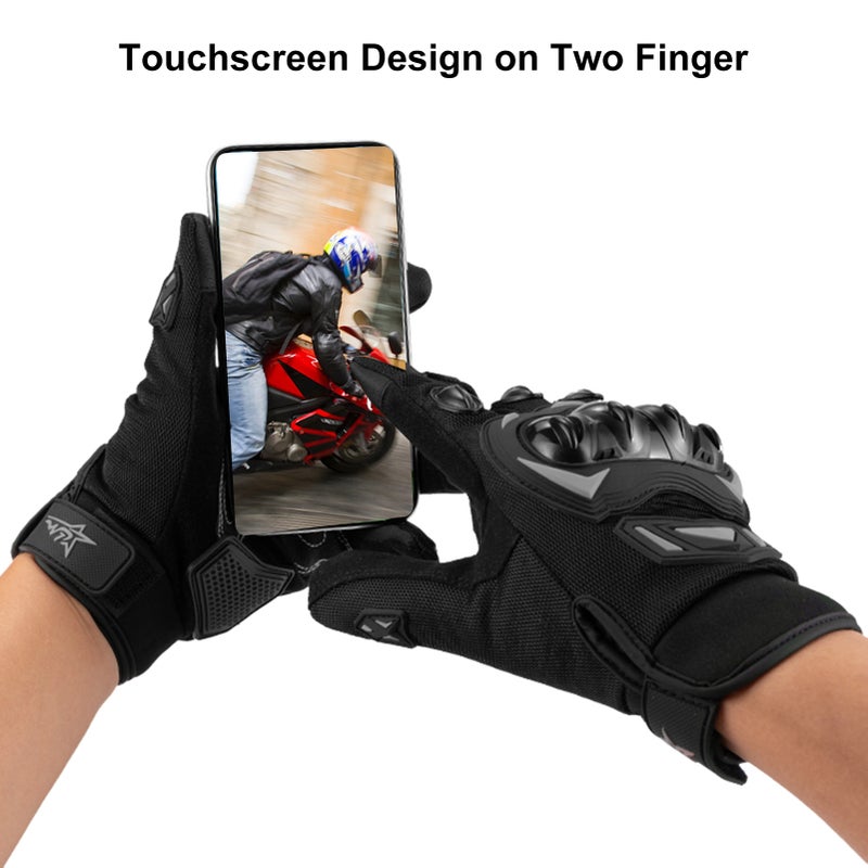 Motorcycle Gloves for Men Women, Anti-Slip Breathable Touchscreen Gloves for Riding, Road Racing, Cycling Black and Gray XL - Image 5