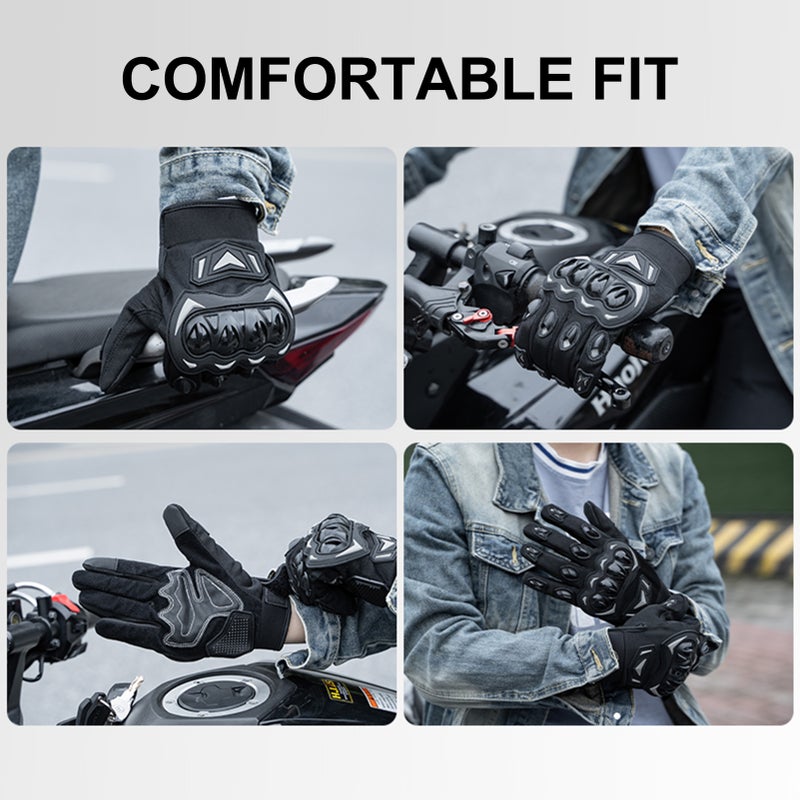 Motorcycle Gloves for Men Women, Anti-Slip Breathable Touchscreen Gloves for Riding, Road Racing, Cycling Black and Gray XL - Image 2