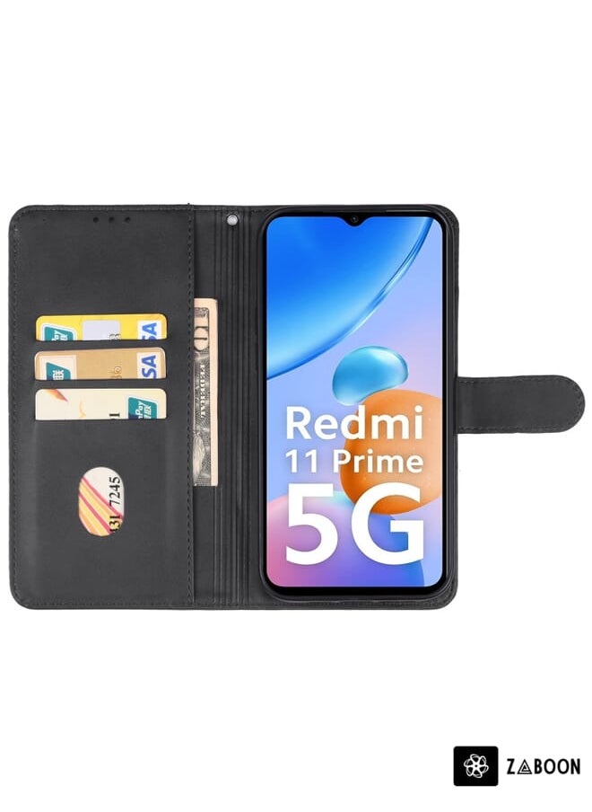 Green Tiger - For Xiaomi Redmi 11 Prime 5G Leather Phone Case(Black) - Image 1