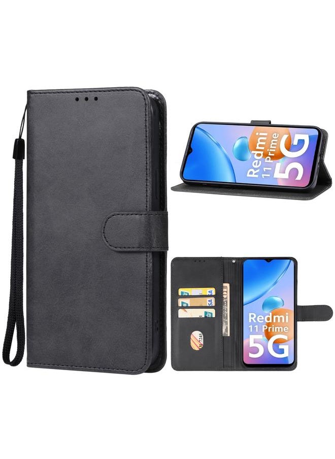 Green Tiger - For Xiaomi Redmi 11 Prime 5G Leather Phone Case(Black) - Image 1