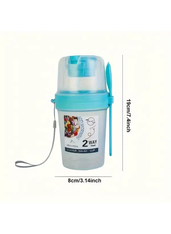 Blue Portable Salad Cup With Lid And Fork Leak Proof For Picnics Lunch Smoothies - Image 4
