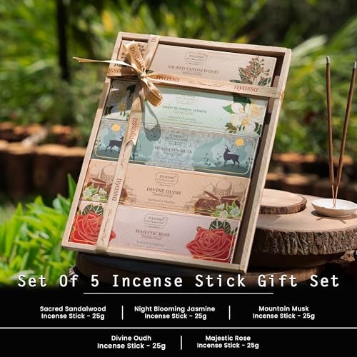 Nyassa Set of 5 Incense Stick Gift Set|Hand Dipped, Hand Rolled, Highly Scented|Indian Incense Sticks 25gmx5|Gift Set for All Occasions| Natural Ingredient|Ideal Gifting for All Occasion - Image 2