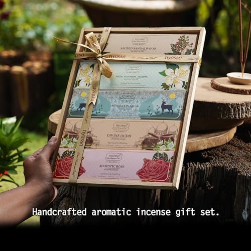 Nyassa Set of 5 Incense Stick Gift Set|Hand Dipped, Hand Rolled, Highly Scented|Indian Incense Sticks 25gmx5|Gift Set for All Occasions| Natural Ingredient|Ideal Gifting for All Occasion - Image 3