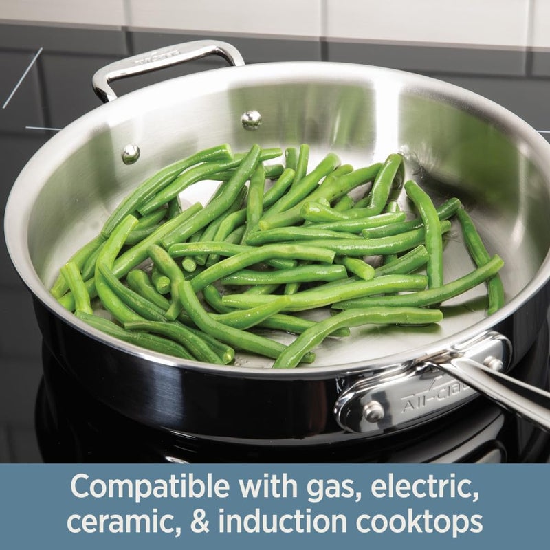 All-Clad D3 3-Ply Stainless Steel Fry Pan 12 Inch, Induction, Oven Broiler Safe 500F, Lid Safe 350F, Frying pan, Fast & Even Heat, Skillet, Compatible with All Stovetops, Pots & Pans, Cookware, Silver - Image 3