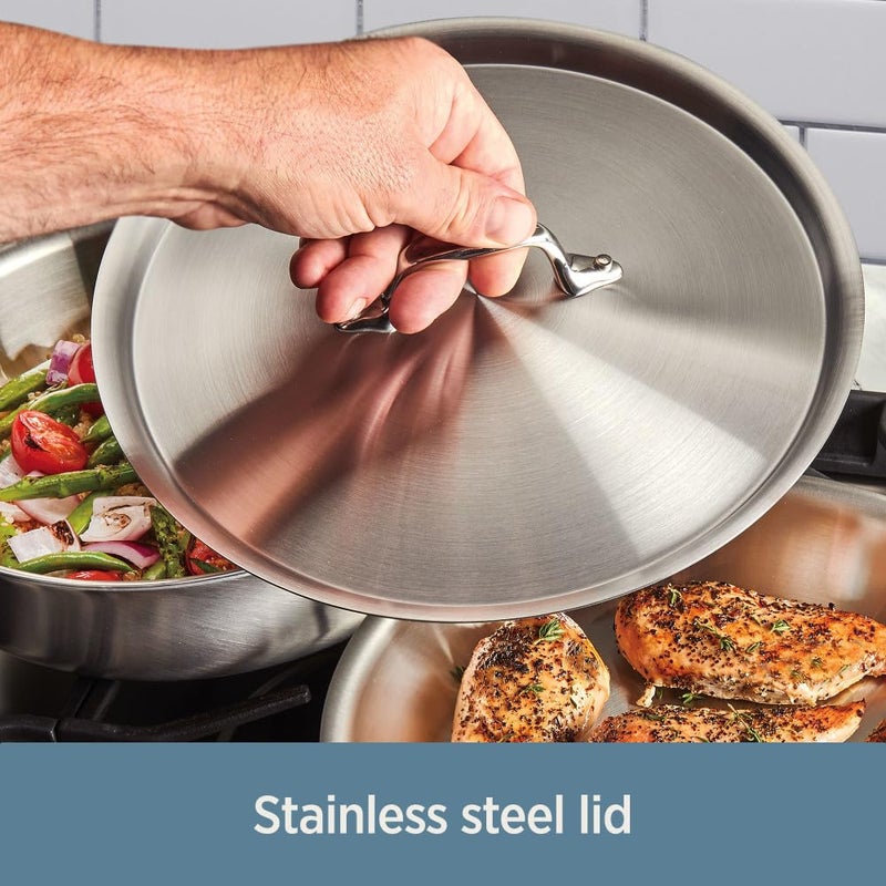 All-Clad D3 3-Ply Stainless Steel Fry Pan 12 Inch, Induction, Oven Broiler Safe 500F, Lid Safe 350F, Frying pan, Fast & Even Heat, Skillet, Compatible with All Stovetops, Pots & Pans, Cookware, Silver - Image 5