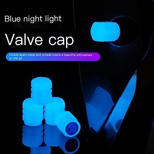 Careflection Car/Bike Wheel Tire Rim Air Valve Cap Radium Tyre Air Caps Cover Glow Radium Light Resistant Tire Pressure Caps, Universal for Car, Truck, Motorcycles, Bike (Blue) - Image 2