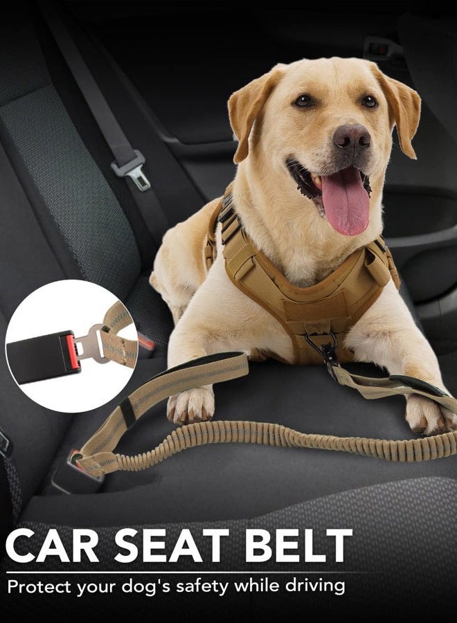 Joytale Tactical Dog Leash Heavy Duty, 4-6FT Shock Absorbing Bungee Lead with 2 Padded Handle, Metal Carabiner Clip, Car Seatbelt, Strong No Pull Leash for Medium Large X-Large Dogs, Coyote Brown  - Image 5