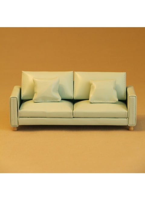 8-12 OB11 Modern Home Leather Sofa Single Mini Sofa Miniature Simulation Two Leather Sofa-Color:Mint Green Double