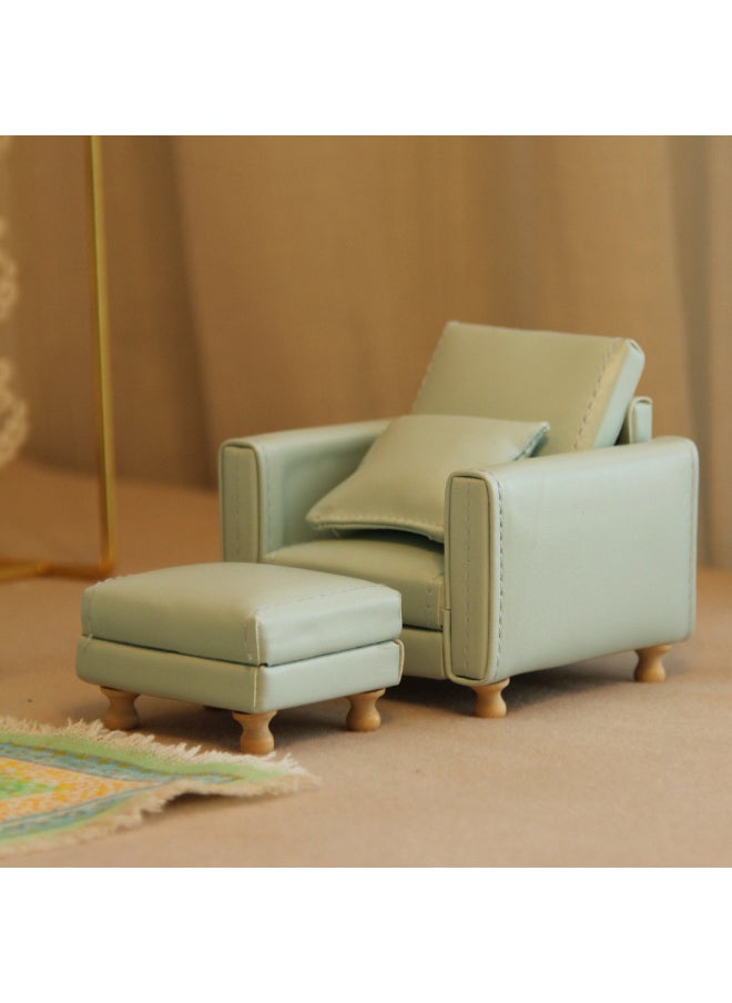 null - 8-12 OB11 Modern Home Leather Sofa Single Mini Sofa Miniature Simulation Two Leather Sofa-Color:Mint Green Double - Image 1