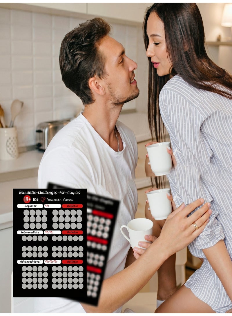 Scratch Off Poster for Couples with 104 Date Night Tasks, Romantic Game with Conversation Starters, Challenges and Fun Ideas, Couples Activity Gift for Relationship Bonding - Image 4
