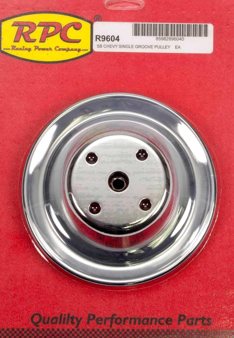 Racing Power بكرة أحادية الشق من شركة ريسينغ باور R9604 مطلية بالكروم لسيارات شيفروليه الصغيرة - Image 1