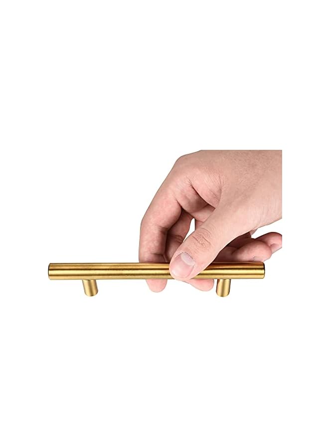 The Bros 15 حزمة مقابض خزانة على شكل T بمركز ثقب 96 مم لمقابض خزائن المطبخ من الفولاذ المقاوم للصدأ الذهبي، مقابض درج حديثة للأثاث الأوروبي، مقبض لخزانة الملابس بطول إجمالي 6 بوصات - Image 5