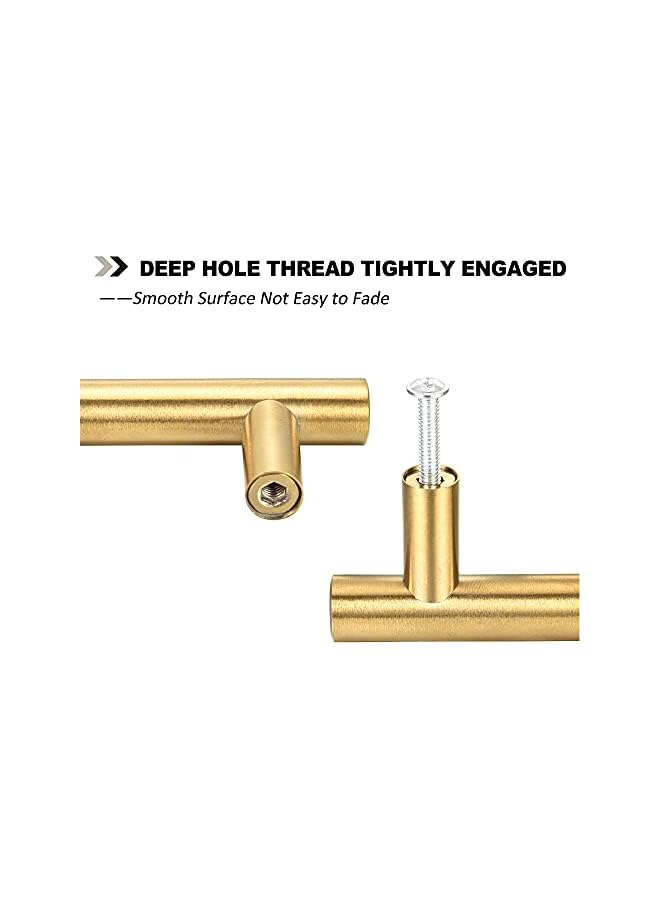 The Bros 15 حزمة مقابض خزانة على شكل T بمركز ثقب 96 مم لمقابض خزائن المطبخ من الفولاذ المقاوم للصدأ الذهبي، مقابض درج حديثة للأثاث الأوروبي، مقبض لخزانة الملابس بطول إجمالي 6 بوصات - Image 4