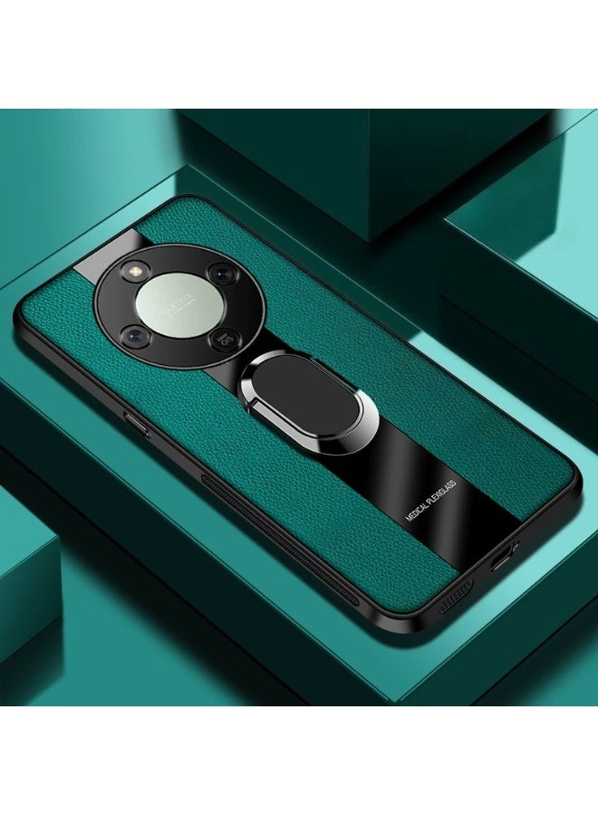 Protective Phone Case for Honor X9d 5G, Heavy Duty Shockproof Cover with Finger Ring Holder & Camera Lens Slide, Dark  Green - Image 2
