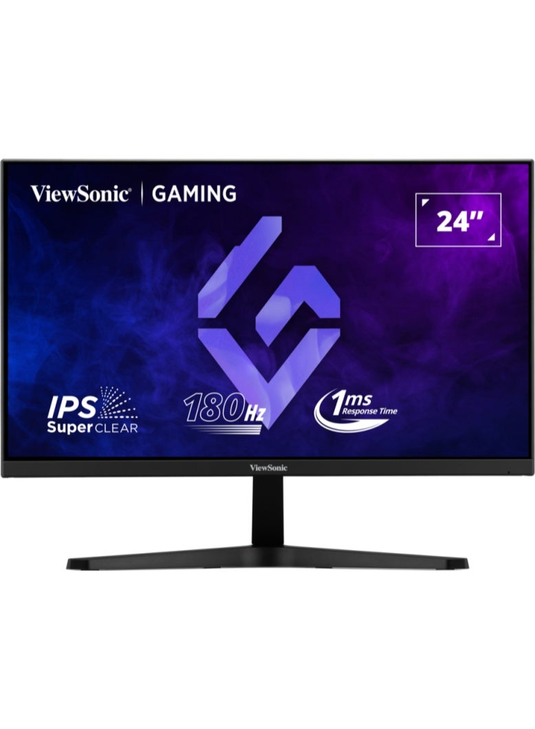 فيوسونيك 24 Inch Gaming Flat IPS 1,920 x 1,080 - FULL HD 1000:1 16:9 1ms (GTG) Max 180 Hz 300 cd/㎡ . FHD monitor featuring HDMI and DisplayPort. Audio Out : 1 Black - Image 1