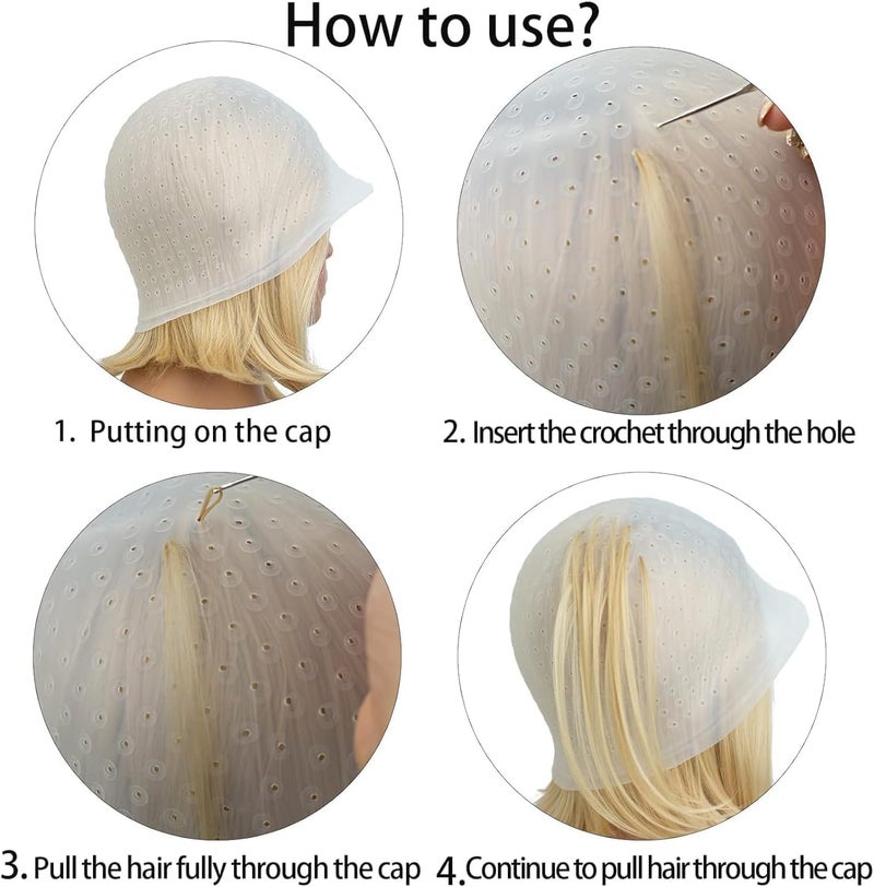 ALKAYAN 1 PCS Reusable Hair Coloring Highlighting Cap with Hook – Professional Silico... - Image 4