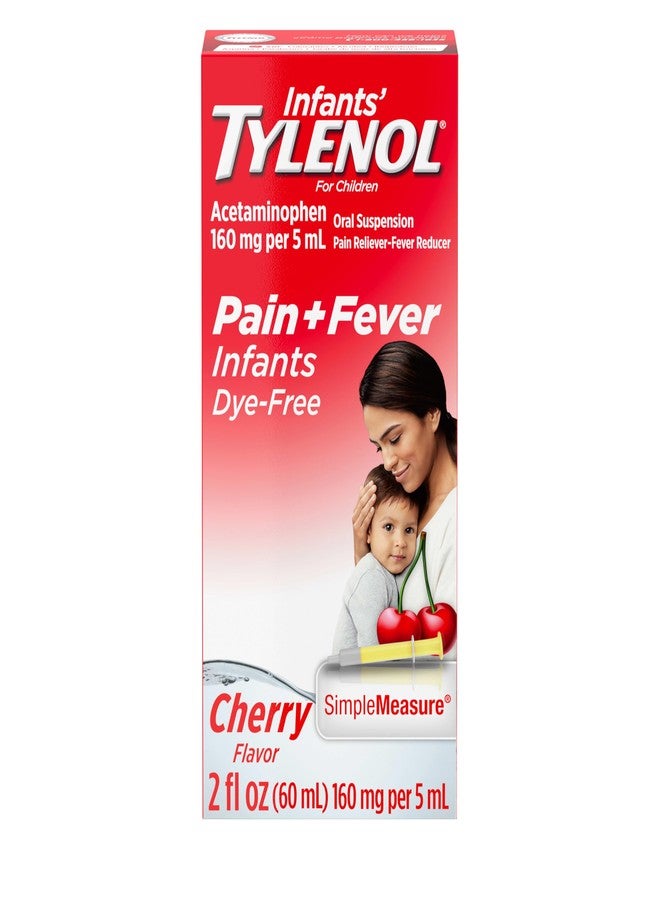 Tylenol Infants' Tylenol Liquid Pain Reliever and Fever Reducer Medicine, Acetaminophen Oral Suspension for Sore Throat, Headache & Teething, Kids Fever Reducer; Dye-Free Cherry Flavor, 2 fl oz, Pack of 1 - Image 1