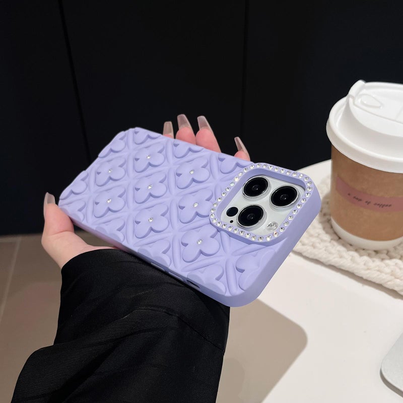 erorex For iPhone 15 Oil-sprayed 3D  Diamond TPU Phone Case(Pink) - Image 4