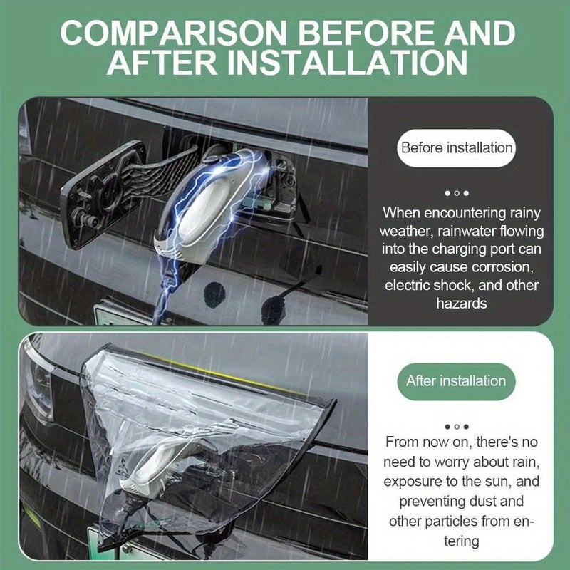 Black Waterproof EV Charging Port Cover Dustproof Insect Proof Car Plug Protector - Image 2