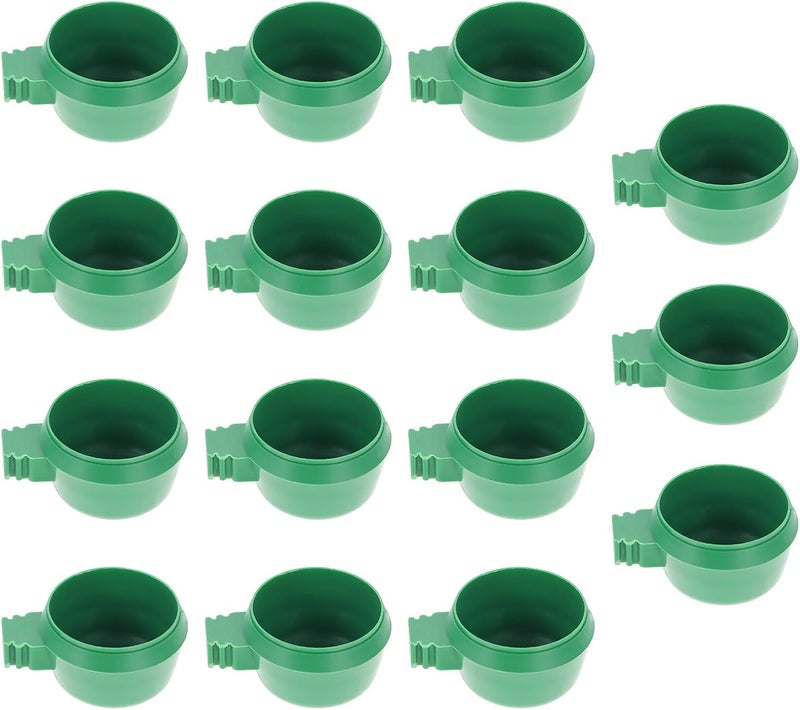 15pcs Parrot Feeding Bowls Bird Food Container Green Small Round Clip-on Bird Cage Feeder Water Bowls for Parakeet Budgie Cockatiel - Image 1