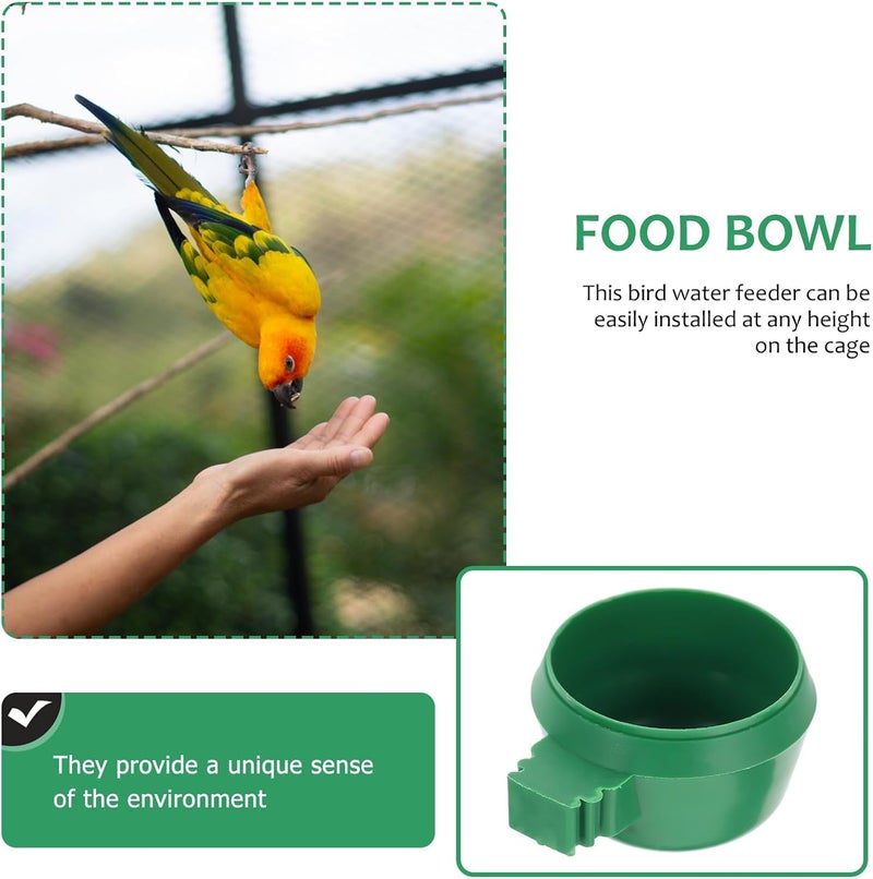 15pcs Parrot Feeding Bowls Bird Food Container Green Small Round Clip-on Bird Cage Feeder Water Bowls for Parakeet Budgie Cockatiel - Image 5