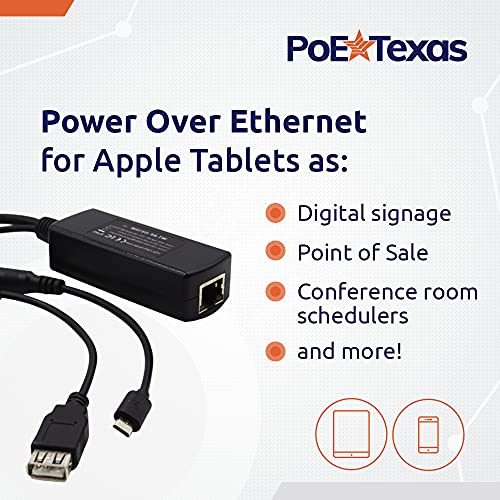 PoE Texas موزع PoE من تكساس GAF-USB | متوافق مع iPads والأجهزة اللوحية بتقنية 802.3af PoE مع خرج 5 فولت 10 واط - يشمل محولات USB-A وMicro-USB - Image 2