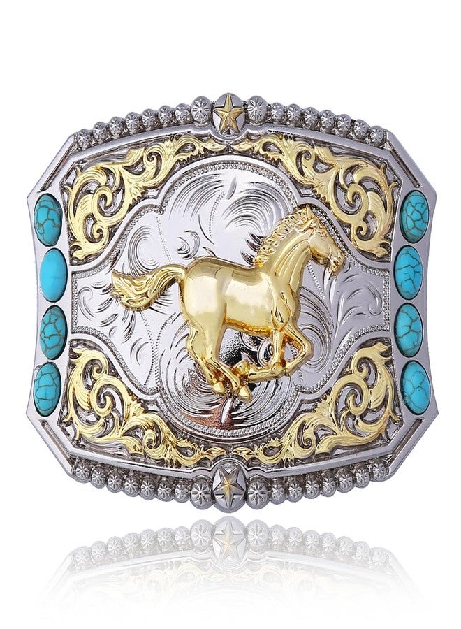 JAOYU Turquoise Horse Cowboy Belt Buckles for Women Men Novelty Texas Cowgirl Belt Buckle Boys Western Belts with Buckle - Image 1