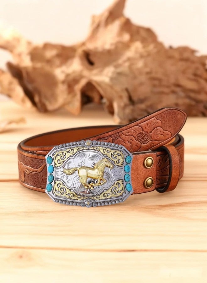 JAOYU Turquoise Horse Cowboy Belt Buckles for Women Men Novelty Texas Cowgirl Belt Buckle Boys Western Belts with Buckle - Image 4