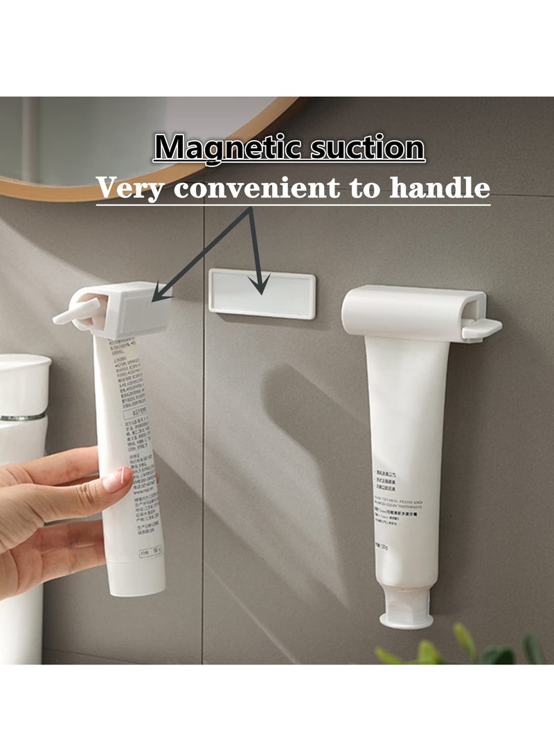 KASTWAVE Wall-mounted Rolling Tube Toothpaste Squeezer Magnetic suction type Toothpaste Seat Holder Stand Rotate Toothpaste Dispenser for Bathroom (white/3 piece) - Image 3