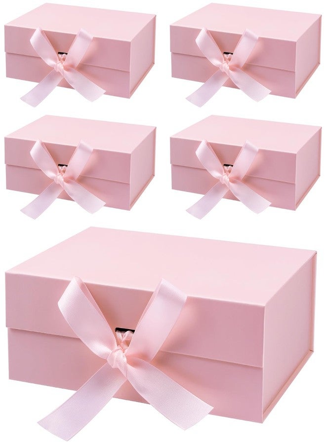 Erinnmy 5 Pack Gift Boxes with Lids,Magnetic Closure Collapsible Gift Box,Pink Proposal Box with Ribbon for Presents,Christms,Mother's Day,Weddings,Bridesmaid Proposal Gifts,10.2x7.3x 3.2 Inch (Pink - Image 1