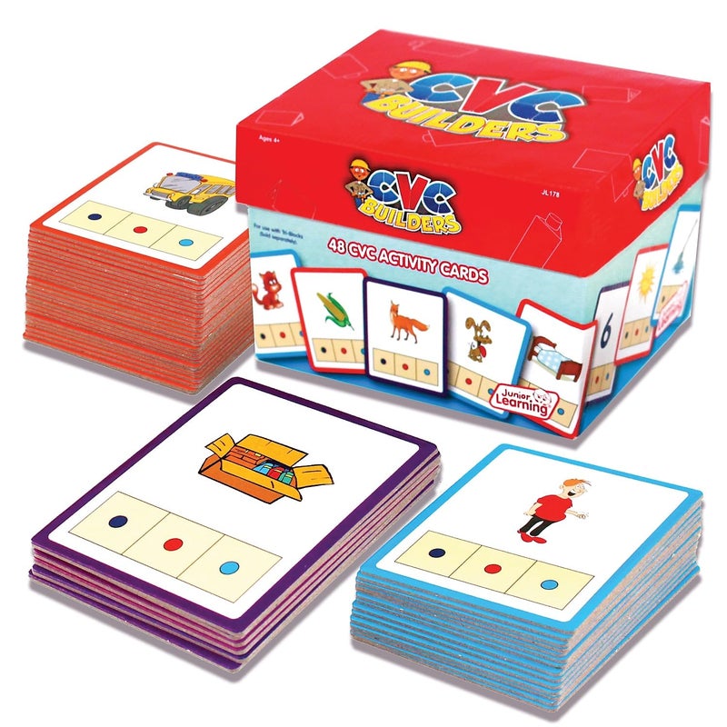 Junior Learning CVC Word Builders 48 CVC Activity Cards Phonemic Awareness Helps Children to Recognize and Understand Basic Sounds in Words Self Checking Feature For Ages 4 and up - Image 2