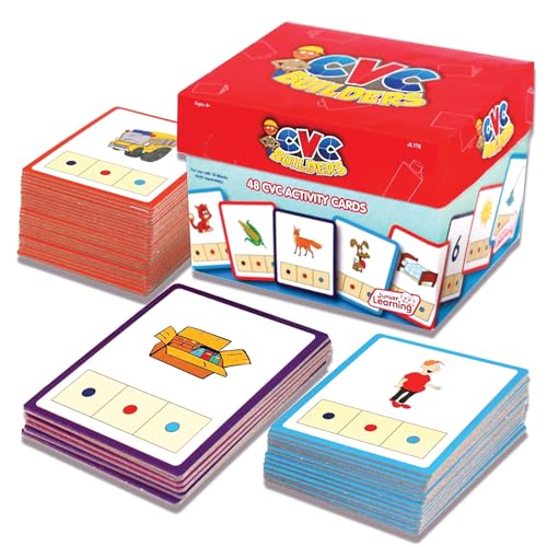 Junior Learning CVC Word Builders 48 CVC Activity Cards Phonemic Awareness Helps Children to Recognize and Understand Basic Sounds in Words Self Checking Feature For Ages 4 and up - Image 1