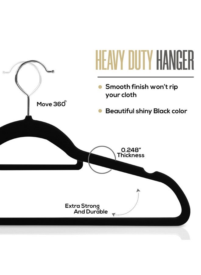 Utopia Home Premium Velvet Hangers - 20 Pack Non-Slip Clothes Hangers with Tie Bar - Black Standard Hangers with 360 Degree Rotatable Hook - Heavy Duty Coat Hangers - Image 3
