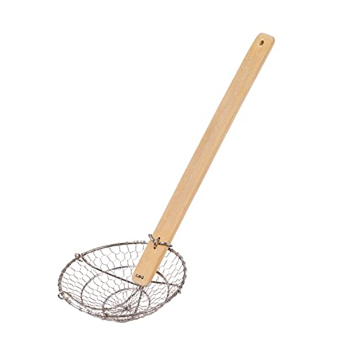 Joyce Chen Kitchen Spider Strainer Stainless Steel 5-Inch Wire Basket with Heat-Resistant Bamboo Handle - Image 1
