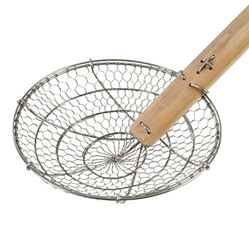 Joyce Chen Kitchen Spider Strainer Stainless Steel 5-Inch Wire Basket with Heat-Resistant Bamboo Handle - Image 2