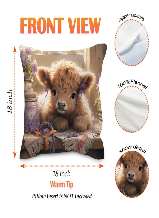 Nvotell Highland Cow Pillow Covers 18x18 - Cute Western Gifts for Girls & Women, Highland Cow Decor for Bed, Farm Throw Pillow Cases, Set of 4 - Image 5
