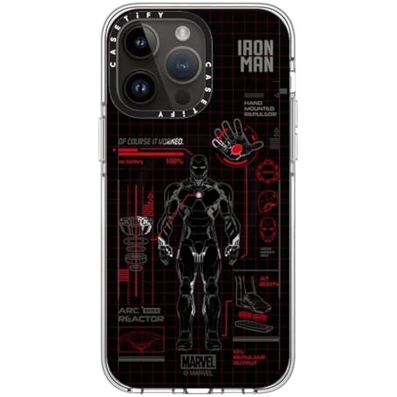 Casetify Clear iPhone 14 Pro Max Case 【Iron Man Co-Lab/Not Yellowing / 6.6ft Drop Protection/Compatible with Magsafe】 - Iron Man Blue Print Tech - Red - Clear - Image 3