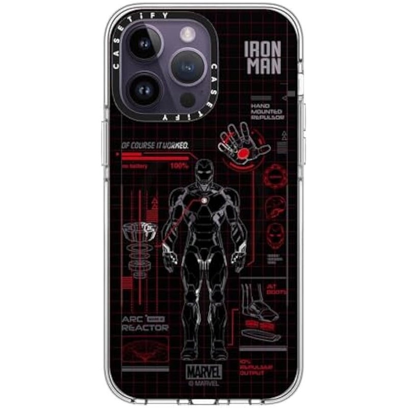 Casetify Clear iPhone 14 Pro Max Case 【Iron Man Co-Lab/Not Yellowing / 6.6ft Drop Protection/Compatible with Magsafe】 - Iron Man Blue Print Tech - Red - Clear - Image 2