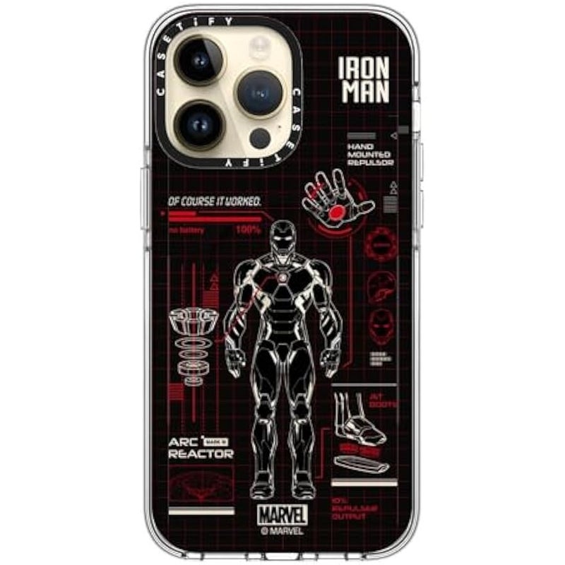 Casetify Clear iPhone 14 Pro Max Case 【Iron Man Co-Lab/Not Yellowing / 6.6ft Drop Protection/Compatible with Magsafe】 - Iron Man Blue Print Tech - Red - Clear - Image 4