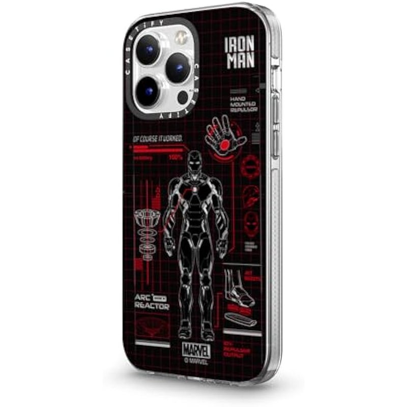 Casetify Clear iPhone 14 Pro Max Case 【Iron Man Co-Lab/Not Yellowing / 6.6ft Drop Protection/Compatible with Magsafe】 - Iron Man Blue Print Tech - Red - Clear - Image 5